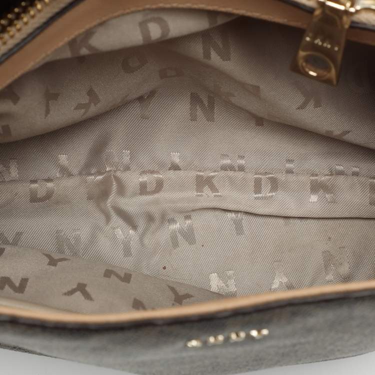 Pre Owned Dkny Beige Signature Coated Canvas and Leather Satchel