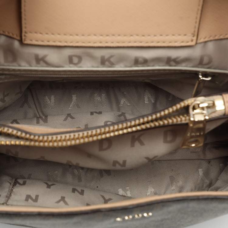 Pre Owned Dkny Beige Signature Coated Canvas and Leather Satchel