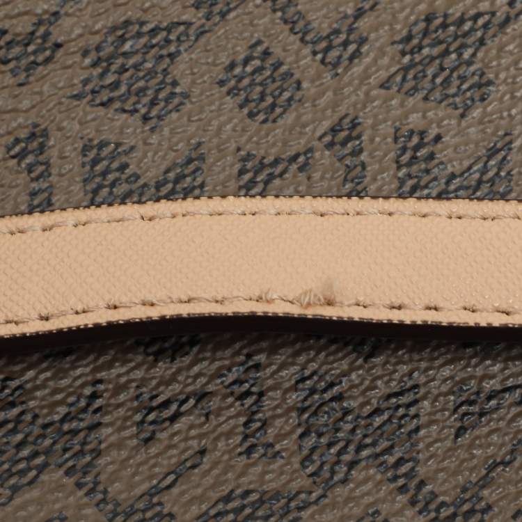 Pre Owned Dkny Beige Signature Coated Canvas and Leather Satchel