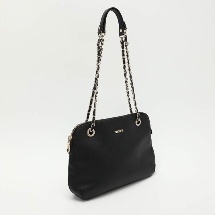 Pre Owned DKNY Black Leather Dome Satchel