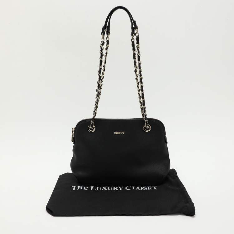 Pre Owned DKNY Black Leather Dome Satchel