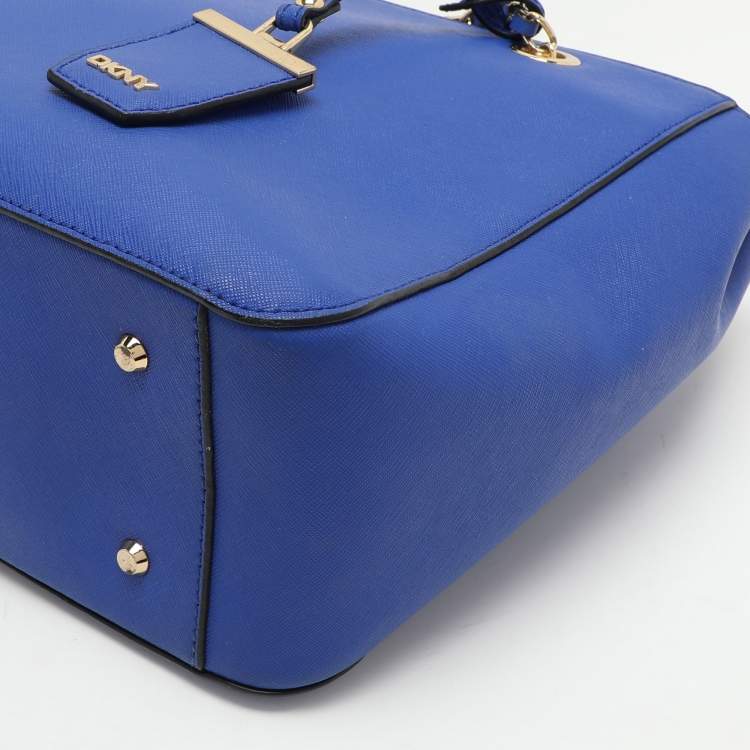 Pre Owned DKNY Blue Leather Chain Zip Tote