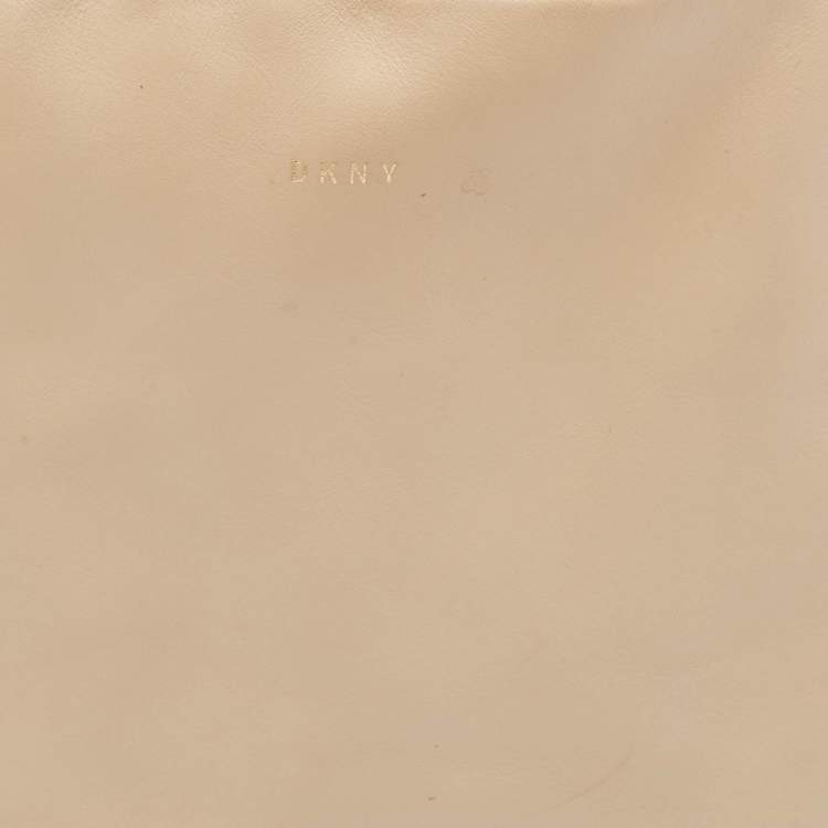 Pre Owned DKNY Beige/Fatigue Green Leather Hobo