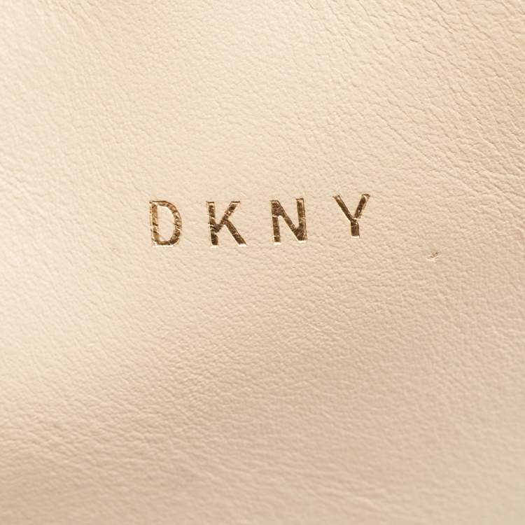 Pre Owned DKNY Beige/Fatigue Green Leather Hobo