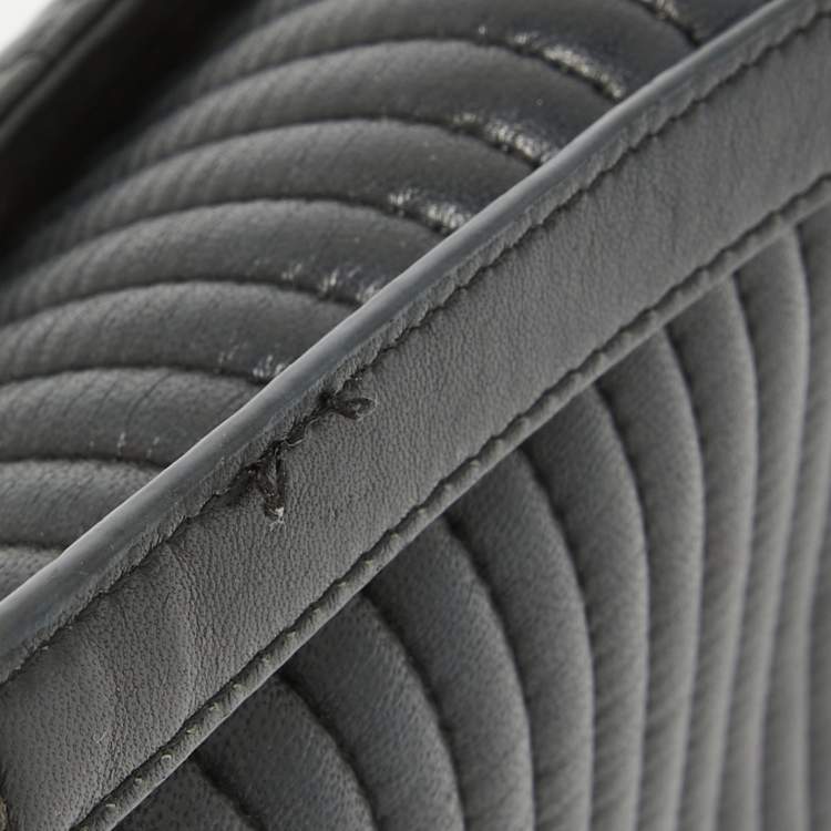 Pre Owned DKNY Black Pinstripe Quilted Leather Gansevoort Top Handle Bag