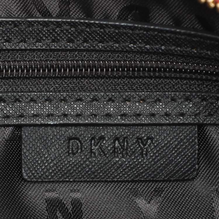 Pre Owned DKNY Burgundy Leather Triple Zip Crossbody Bag