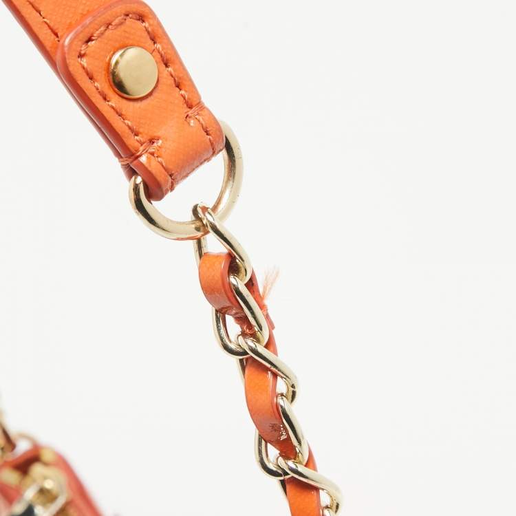 Pre Owned DKNY Orange Patent Leather Crossbody Bag