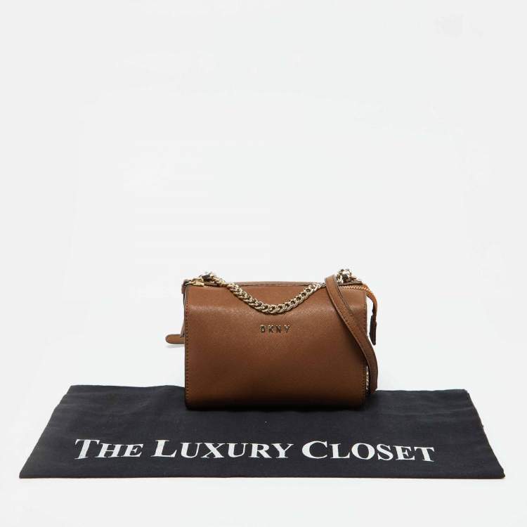 Pre Owned DKNY Brown Saffiano Leather Shoulder Bag