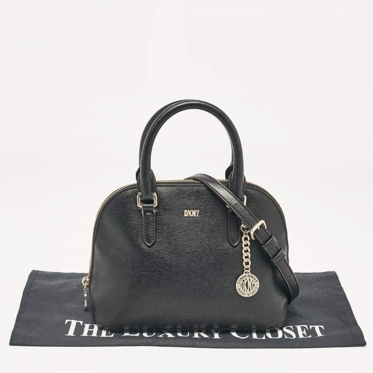 Pre Owned Dkny Black Leather Dome Satchel