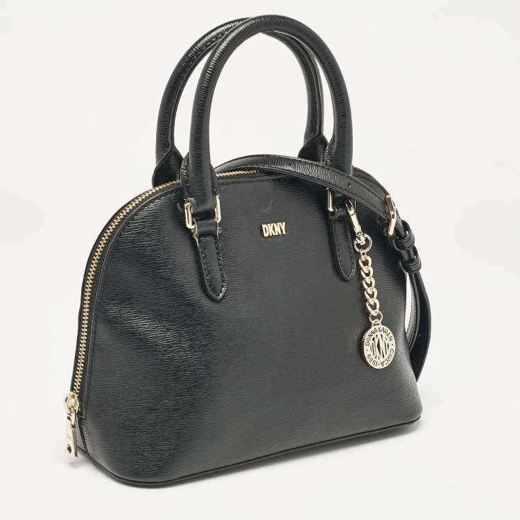 Pre Owned Dkny Black Leather Dome Satchel