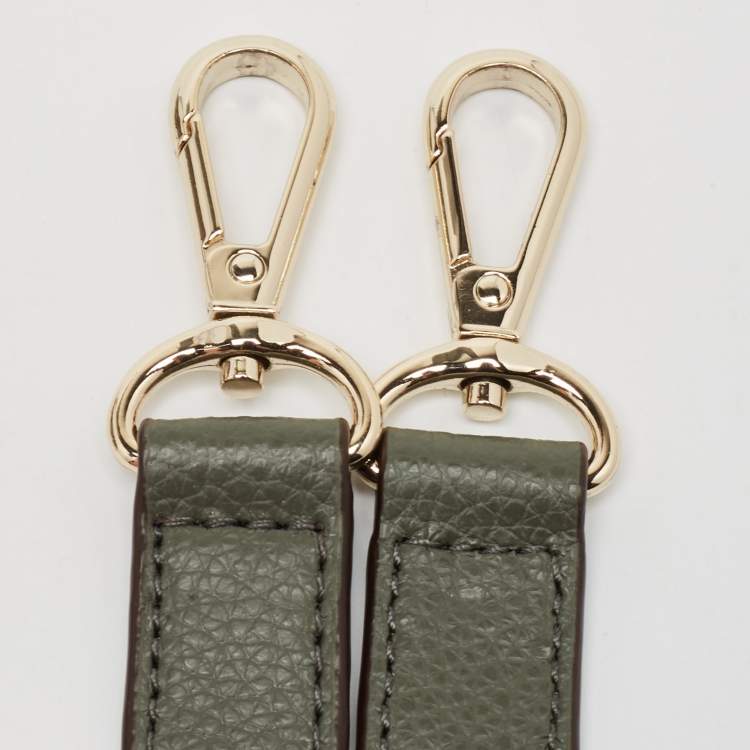 Pre Owned Dkny Khaki Brown/Green Monogram Coated Canvas and Leather Padlock Charm Satchel