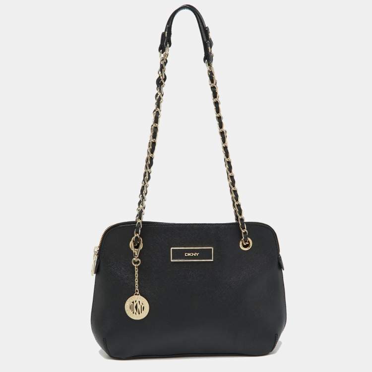 Pre Owned Dkny Black Saffiano Leather Shoulder Bag