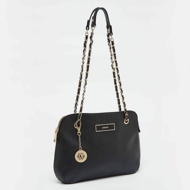 Pre Owned Dkny Black Saffiano Leather Shoulder Bag