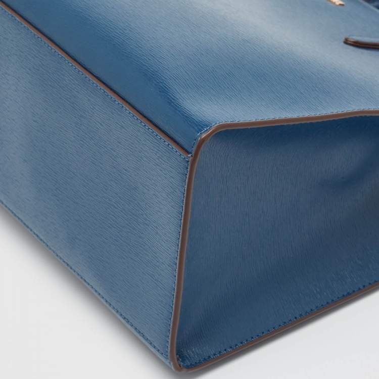 Pre Owned DKNY Blue Leather Perri Box Tote