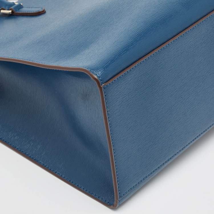 Pre Owned DKNY Blue Leather Perri Box Tote