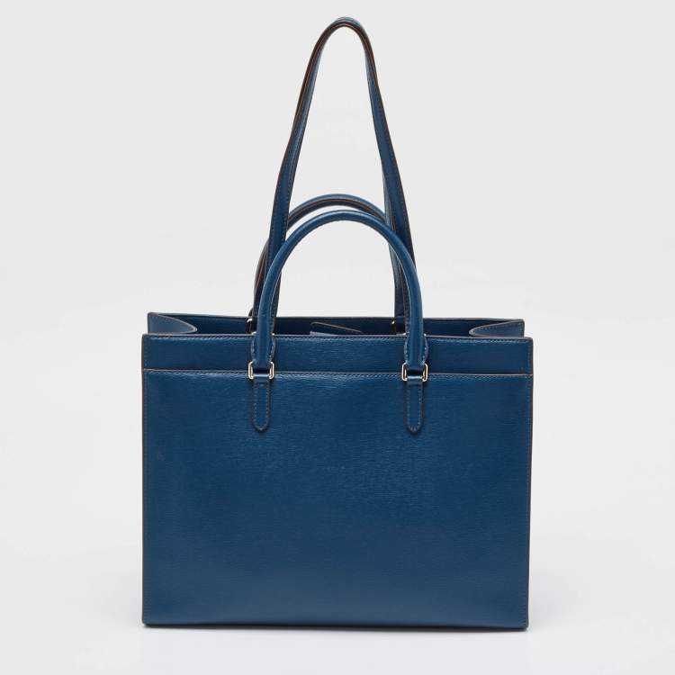 Pre Owned DKNY Blue Leather Perri Box Tote
