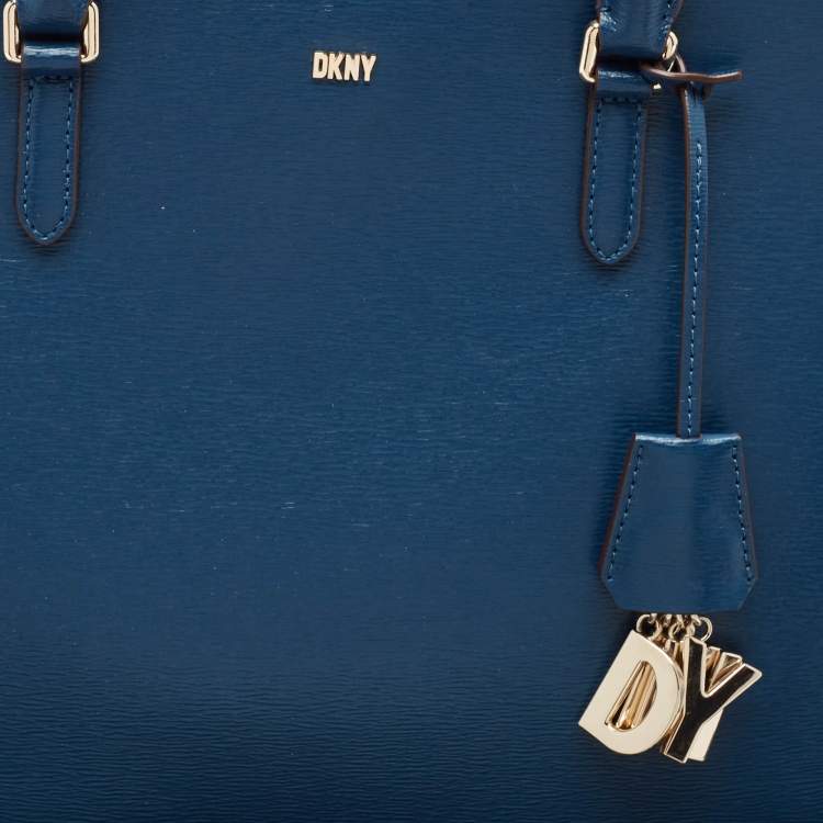 Pre Owned DKNY Blue Leather Perri Box Tote
