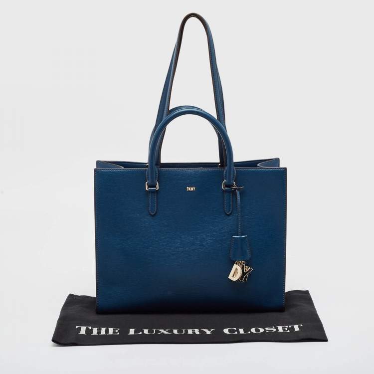 Pre Owned DKNY Blue Leather Perri Box Tote