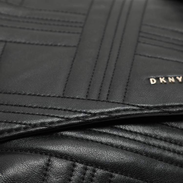 Pre Owned Dkny Black Leather Allen Flap Shoulder Bag
