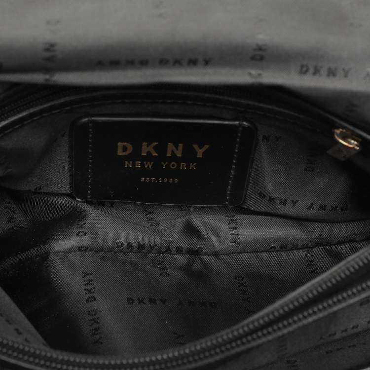 Pre Owned Dkny Black Leather Allen Flap Shoulder Bag