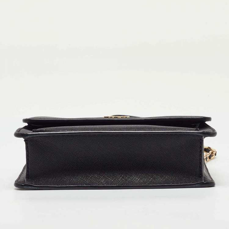 Pre Owned DKNY Black Saffiano Leather Flap Chain Shoulder Bag