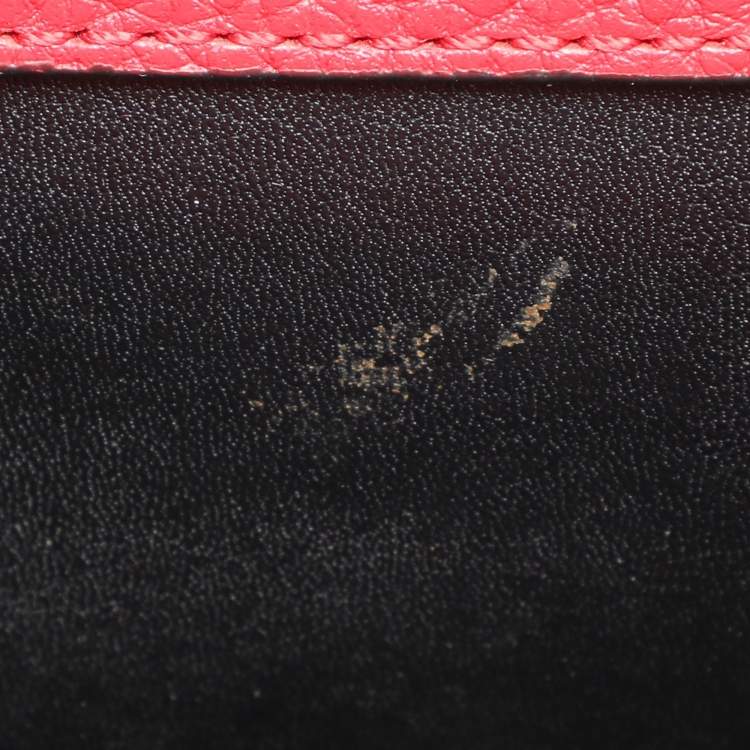 Pre Owned Dkny Red Leather Logo Embossed Tote
