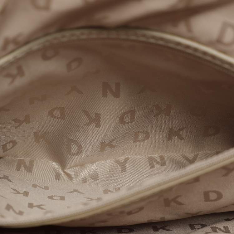 Pre Owned Dkny Brown Coated Canvas Tote