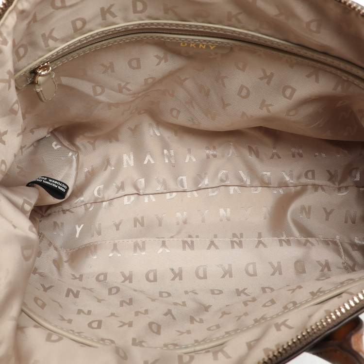 Pre Owned Dkny Brown Coated Canvas Tote