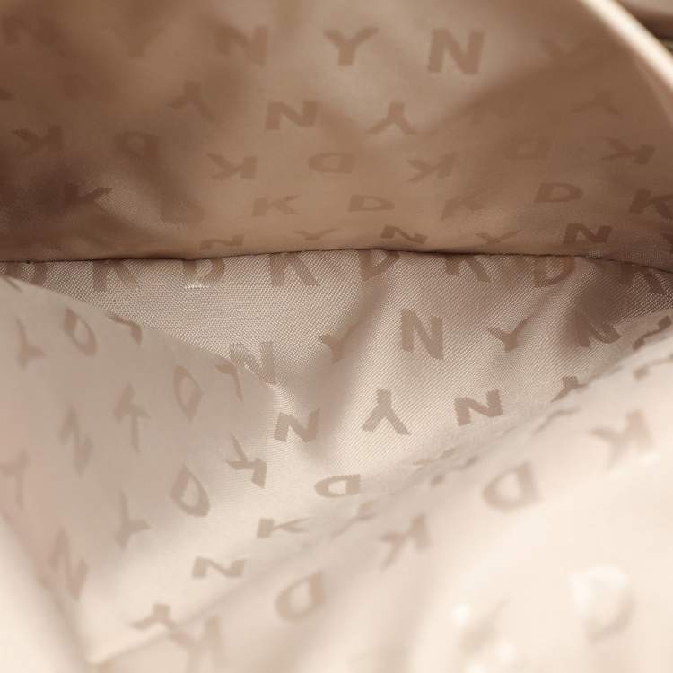 Pre Owned Dkny Brown Coated Canvas Tote