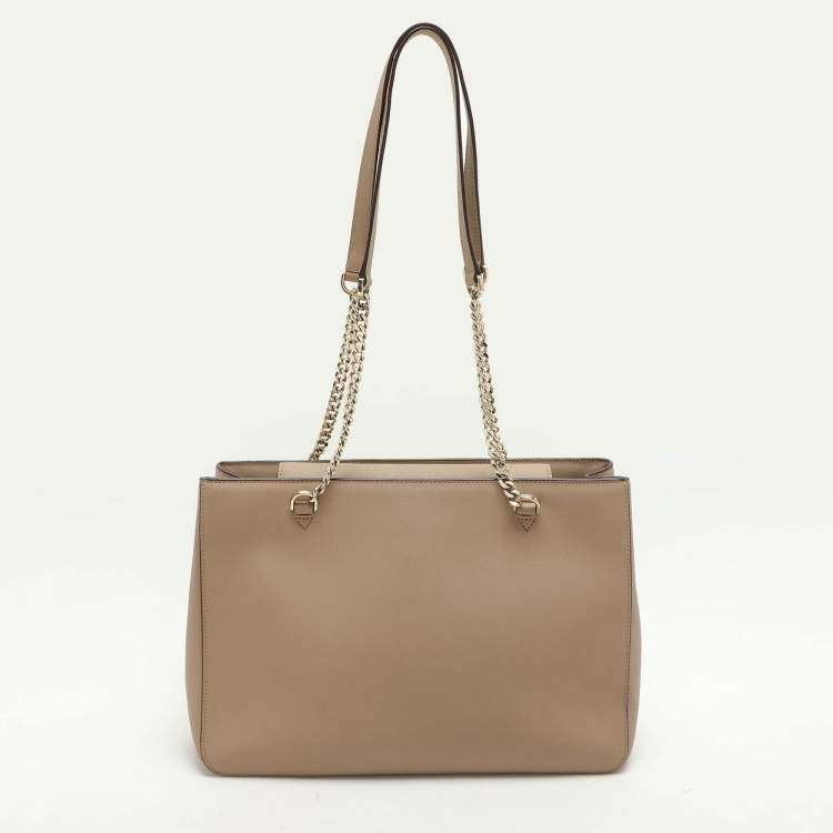 Pre Owned DKNY Beige Leather Bryant Park Chain Tote