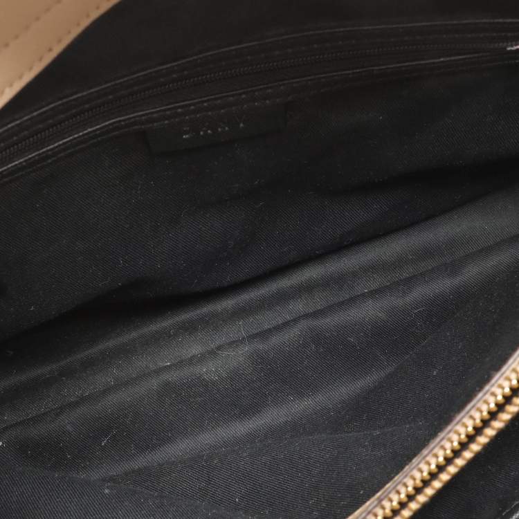 Pre Owned DKNY Beige Leather Bryant Park Chain Tote