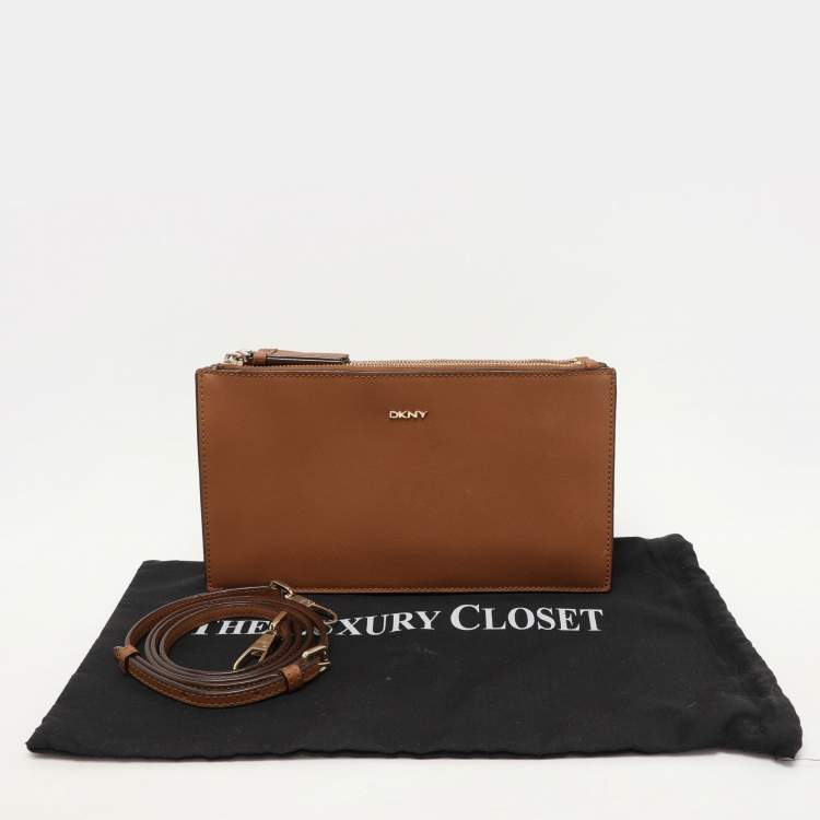 Pre Owned Dkny Brown Leather Crossbody Bag