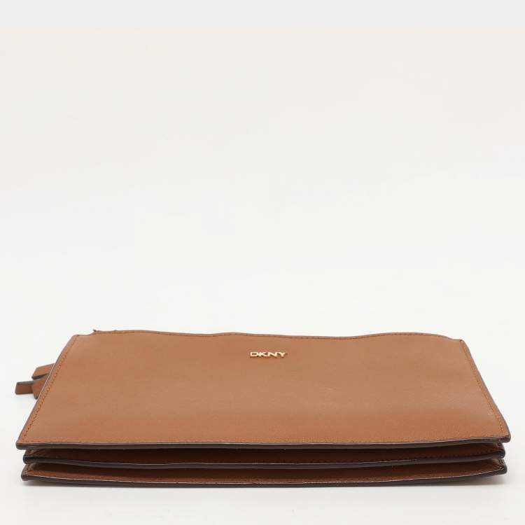 Pre Owned Dkny Brown Leather Crossbody Bag
