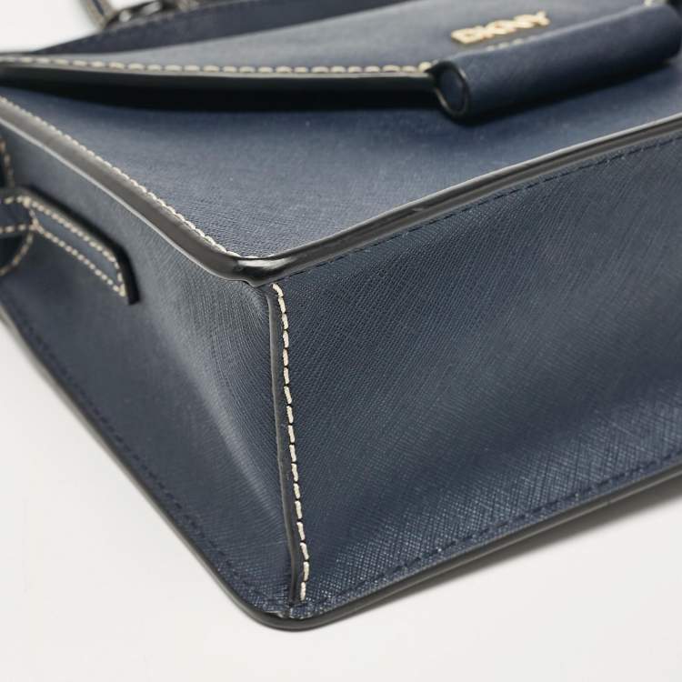 Pre Owned DKNY Navy Blue Saffiano Leather Envelope Flap Shoulder Bag