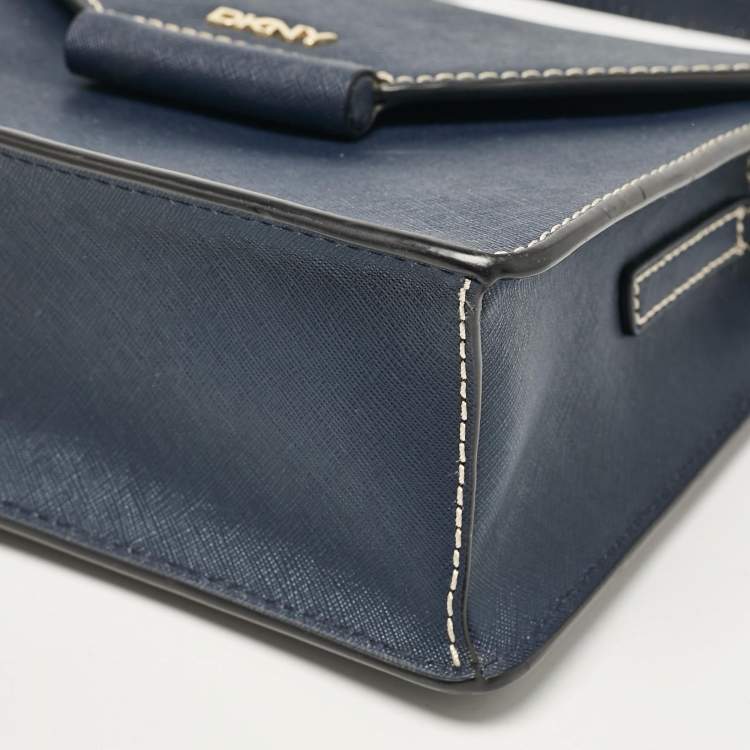 Pre Owned DKNY Navy Blue Saffiano Leather Envelope Flap Shoulder Bag