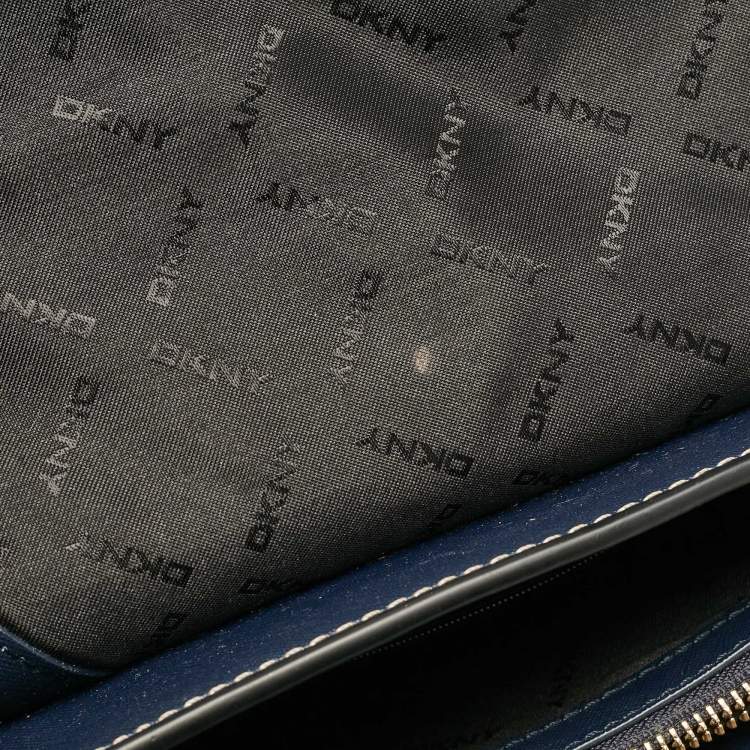 Pre Owned DKNY Navy Blue Saffiano Leather Envelope Flap Shoulder Bag