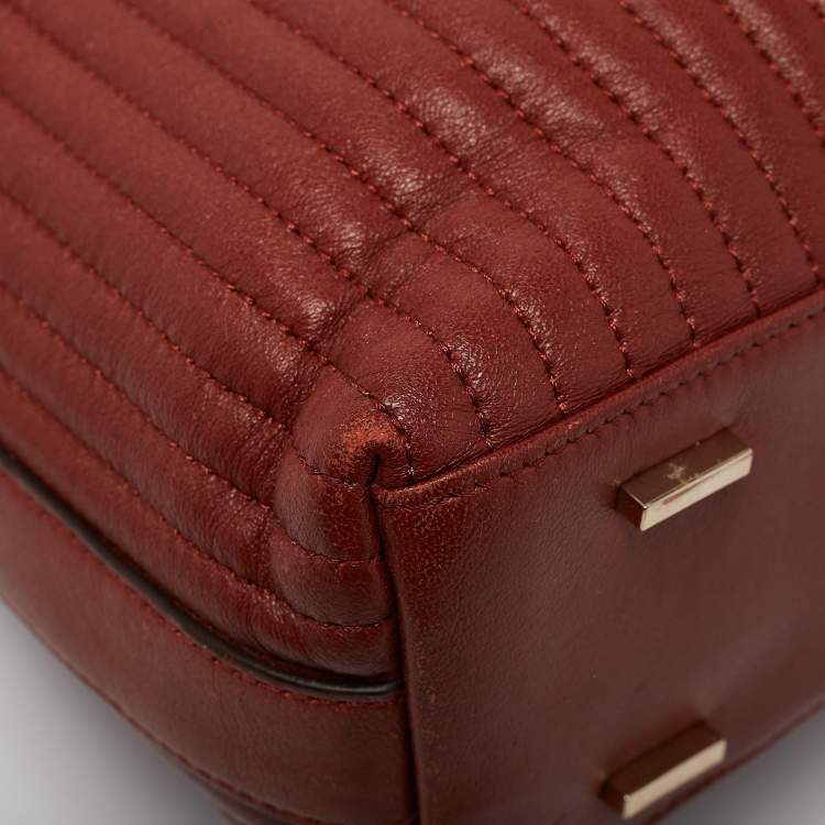Pre Owned DKNY Brick Red Leather Pinstripe Gansevoort Tote