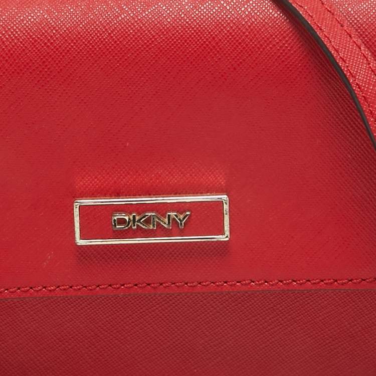 Pre Owned Dkny Red Leather Mini Flap Crossbody Bag