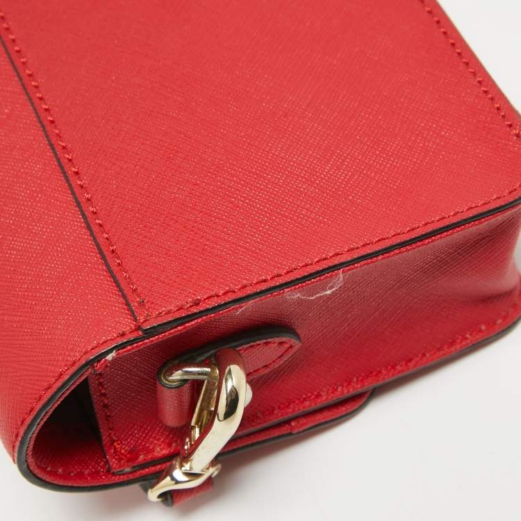 Pre Owned Dkny Red Leather Mini Flap Crossbody Bag