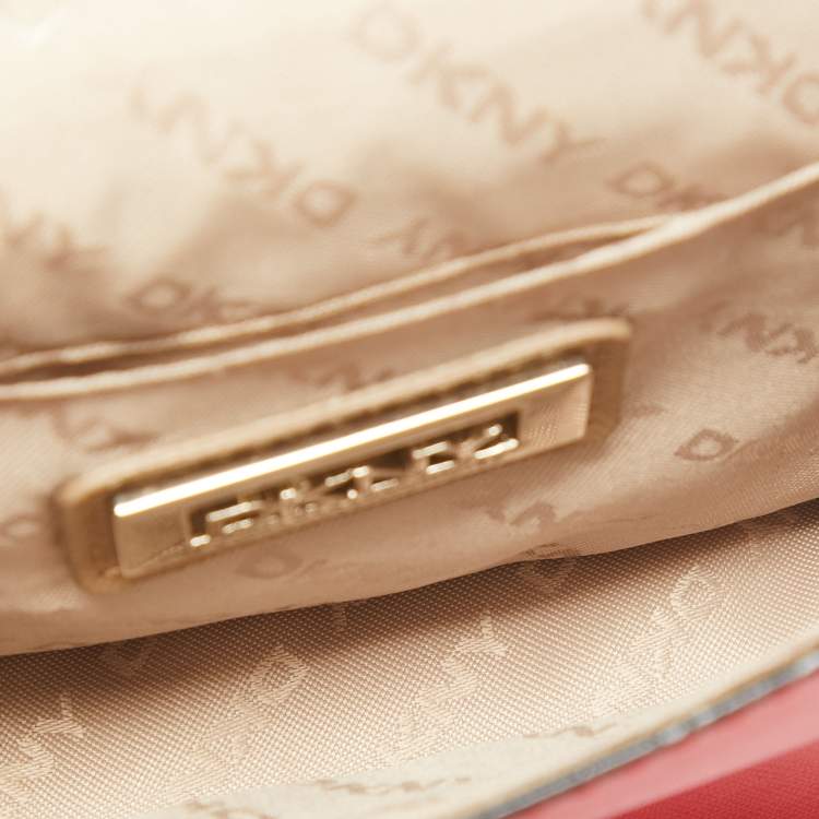 Pre Owned Dkny Red Leather Mini Flap Crossbody Bag