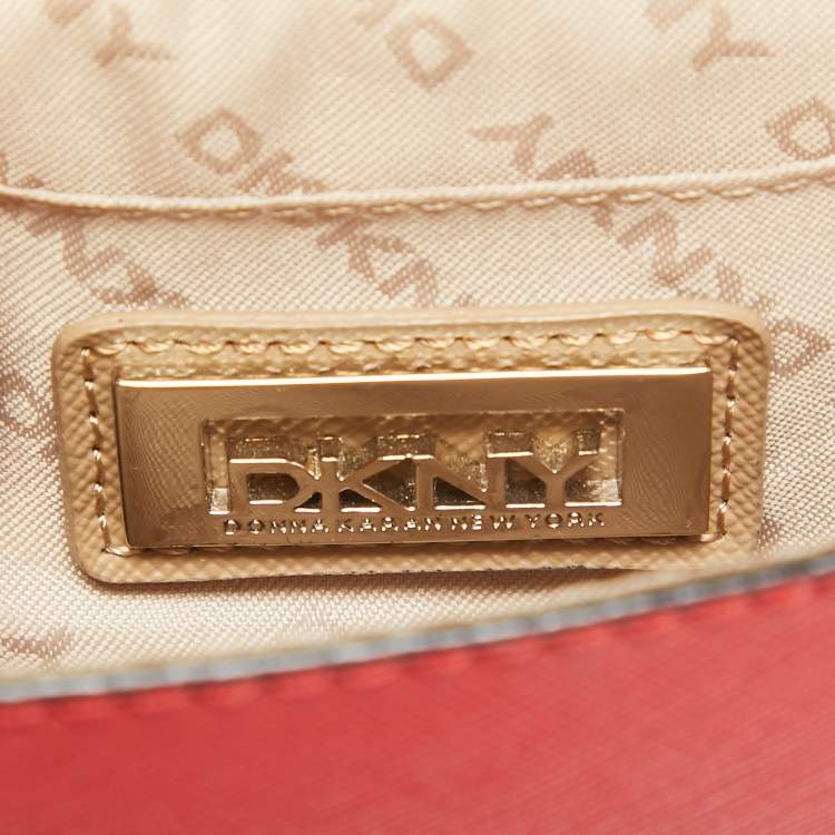 Pre Owned Dkny Red Leather Mini Flap Crossbody Bag