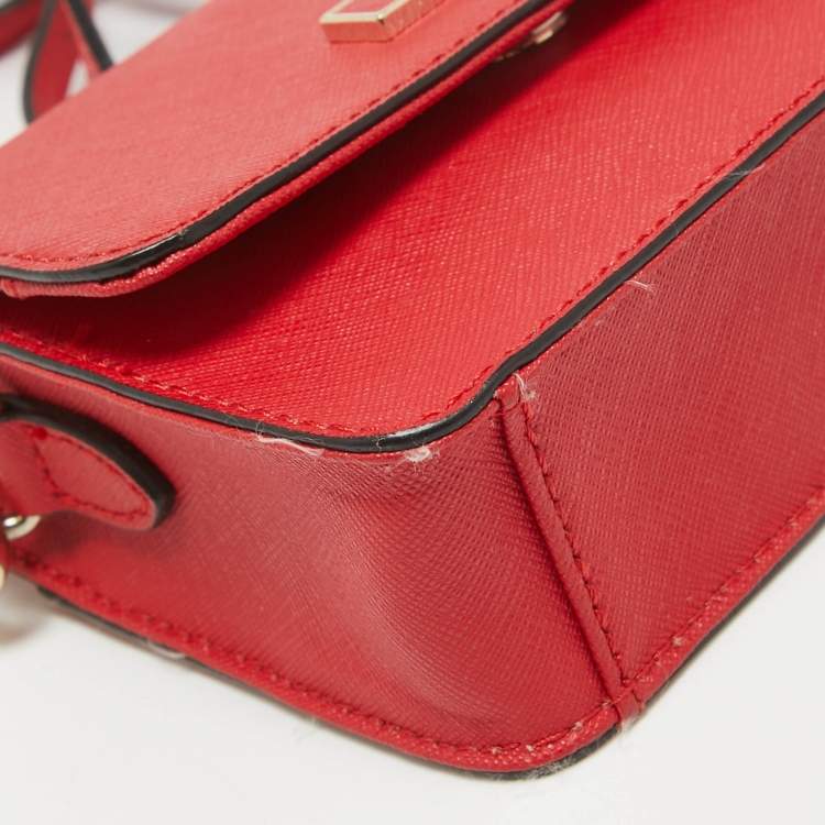 Pre Owned Dkny Red Leather Mini Flap Crossbody Bag