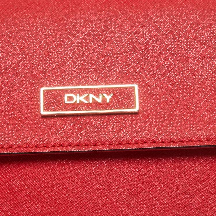 Pre Owned Dkny Red Leather Mini Flap Crossbody Bag