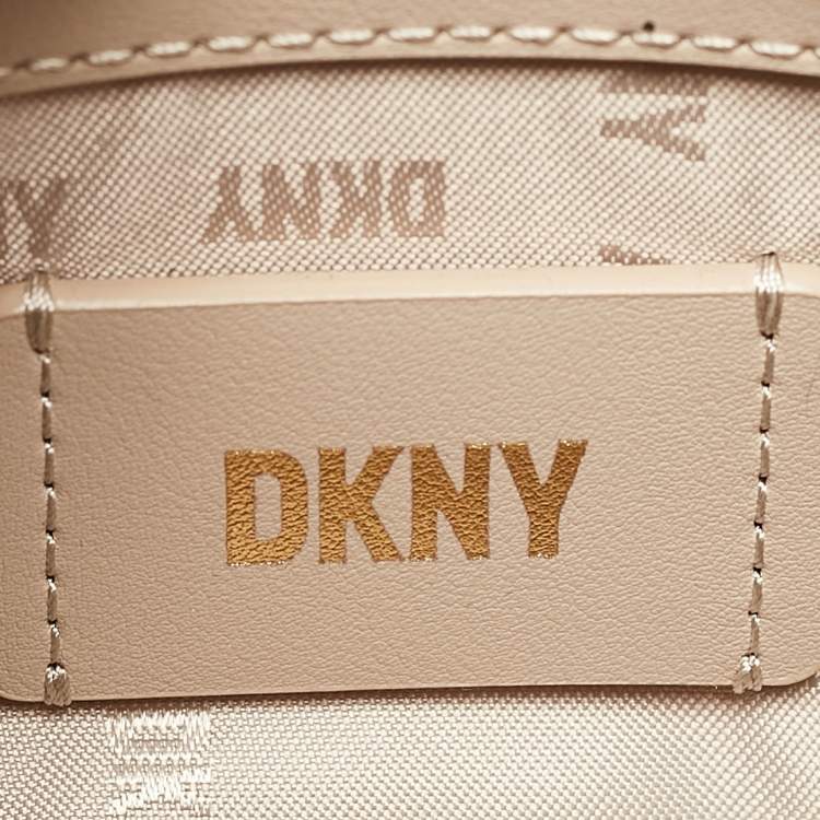 Pre Owned DKNY Taupe Signature Coated Canvas and Leather Satchel