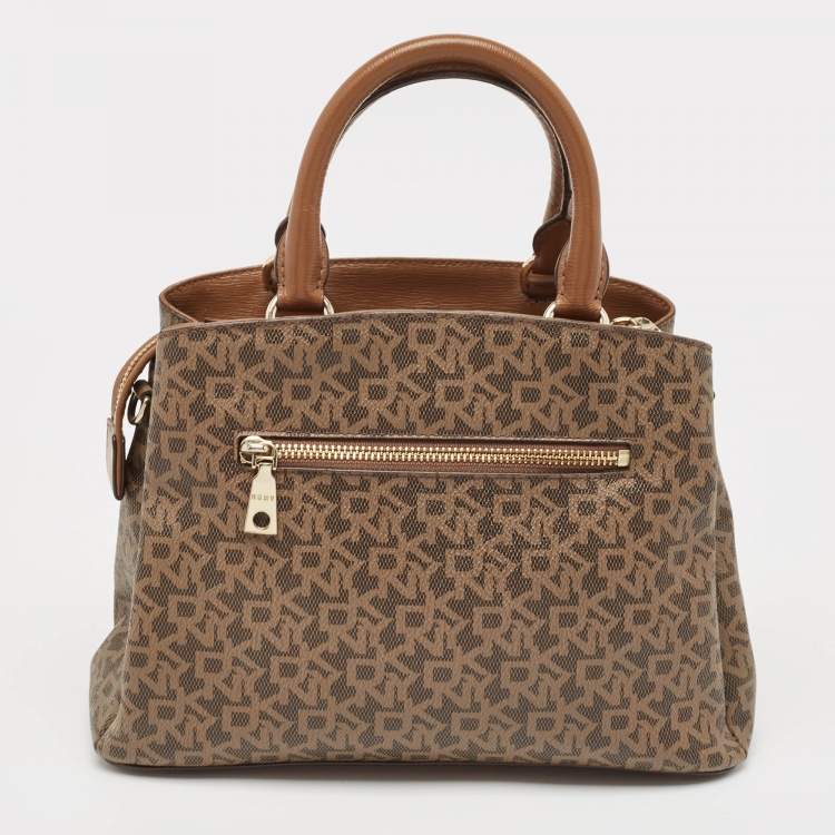 Pre Owned DKNY Brown Signature Coated Canvas Satchel