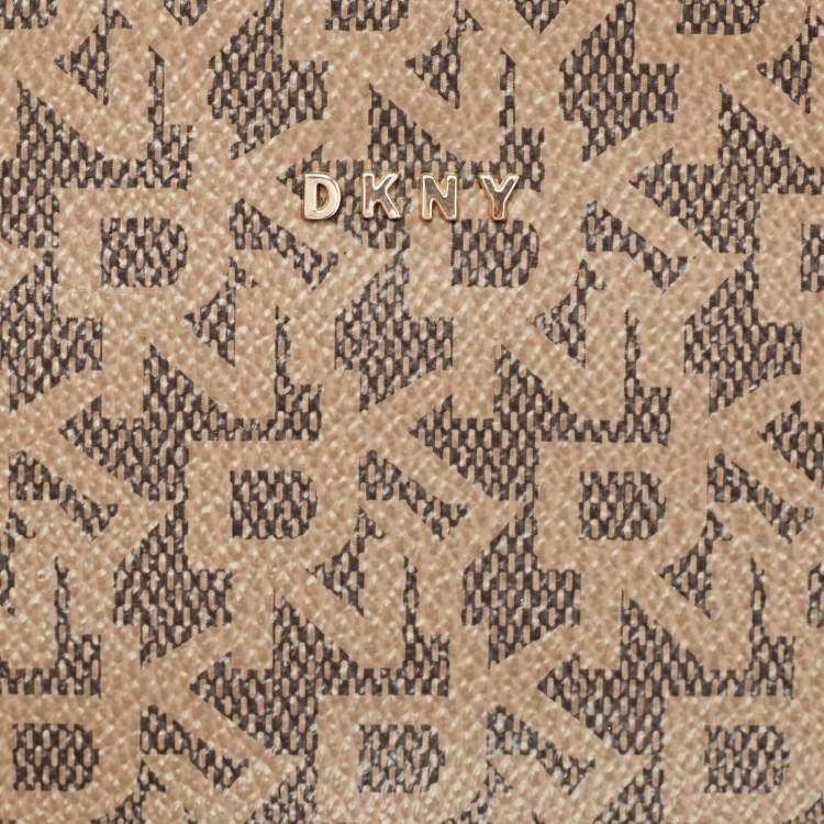 Pre Owned DKNY Brown Signature Coated Canvas Satchel