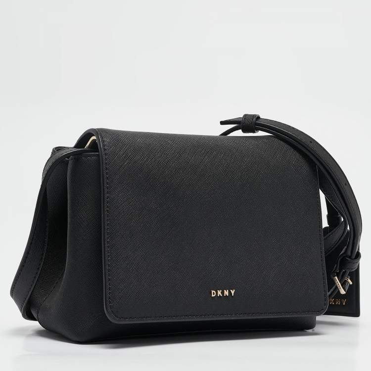 Pre Owned Dkny Black Leather Flap Crossbody Bag
