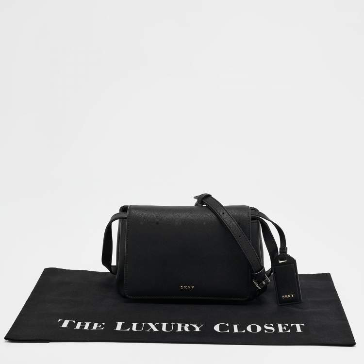 Pre Owned Dkny Black Leather Flap Crossbody Bag
