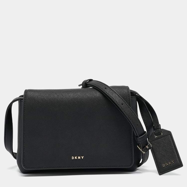 Pre Owned Dkny Black Leather Flap Crossbody Bag