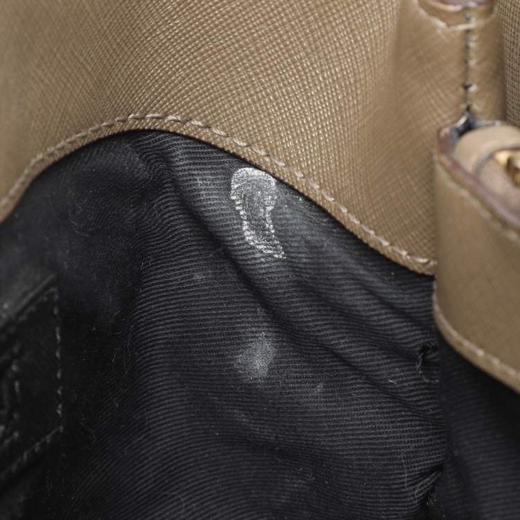 Pre Owned Dkny Khaki Green Leather Tote